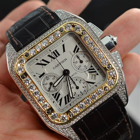 cartier santos watch diamonds